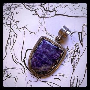 Silver and Charoite stone pendant